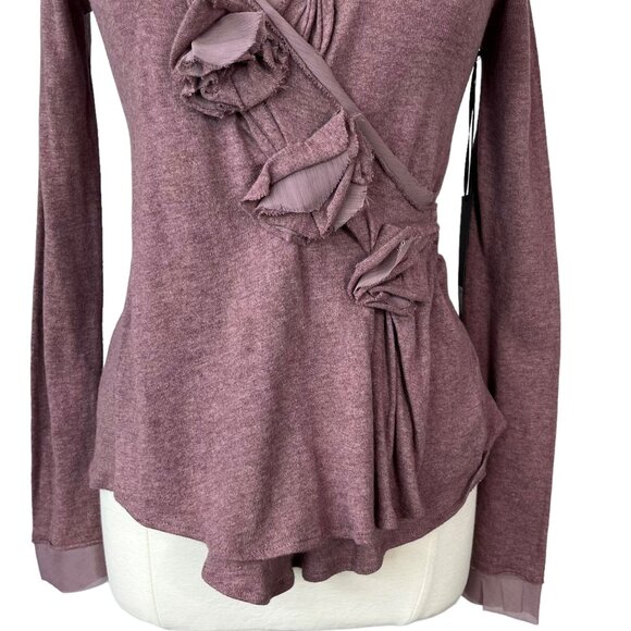 BKE Boutique Buckle Blouse Womens Medium Purple Wool Blend New - Picture 4 of 10